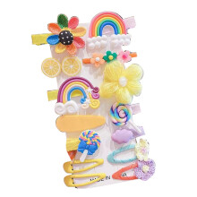 Niedliche Tierhaarspangen, Kawaii-Haarspangen für Mädchen, hochwertige Haarspangen aus Kunstharz mit Blumen-, Regenbogen- und Süßigkeitenmotiven,