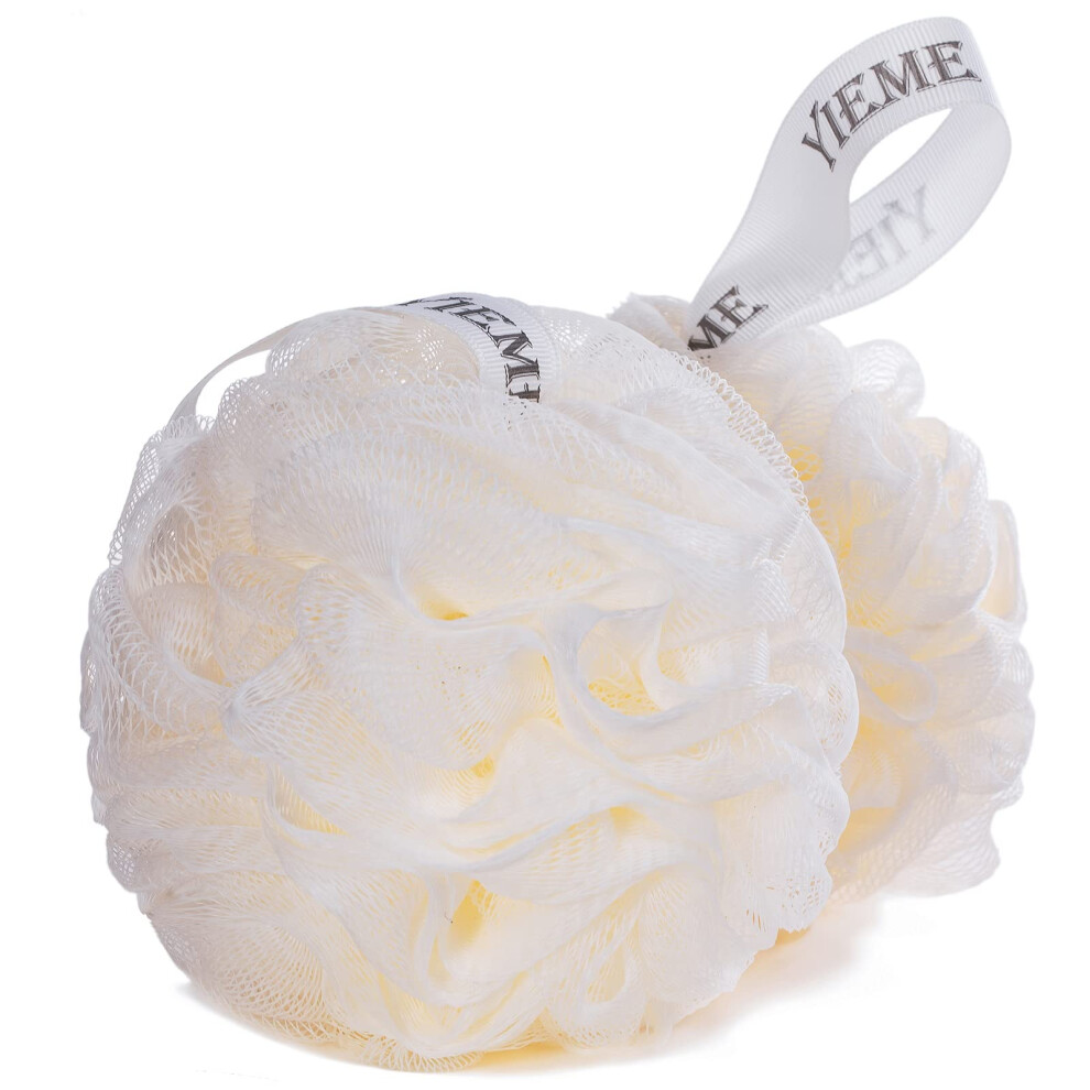 White Bath Shower Loofah Set With Body Exfoliating Sponge, Gentle Cleansing, Durable, 2Pack
