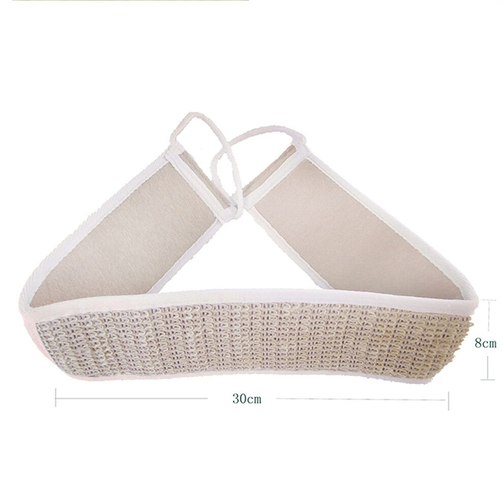 Exfoliating Back Scrubber with Long Handle Reach  Natural Loofah Strap for Shower Massage