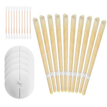 Ear Candle Kit with Cotton Swabs, Organic Plant-Based Beeswax Earwax Remover Tools Hand-Crafted Without Chemicals, Easy Install for Beginners