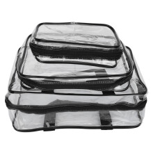 Cadeautip: Transparante make-uptas, waterdicht, 3-delige grote cosmetische tasjesset, draagbaar, PVC, TSA-goedgekeurd, ideaal voor op reis of voor in