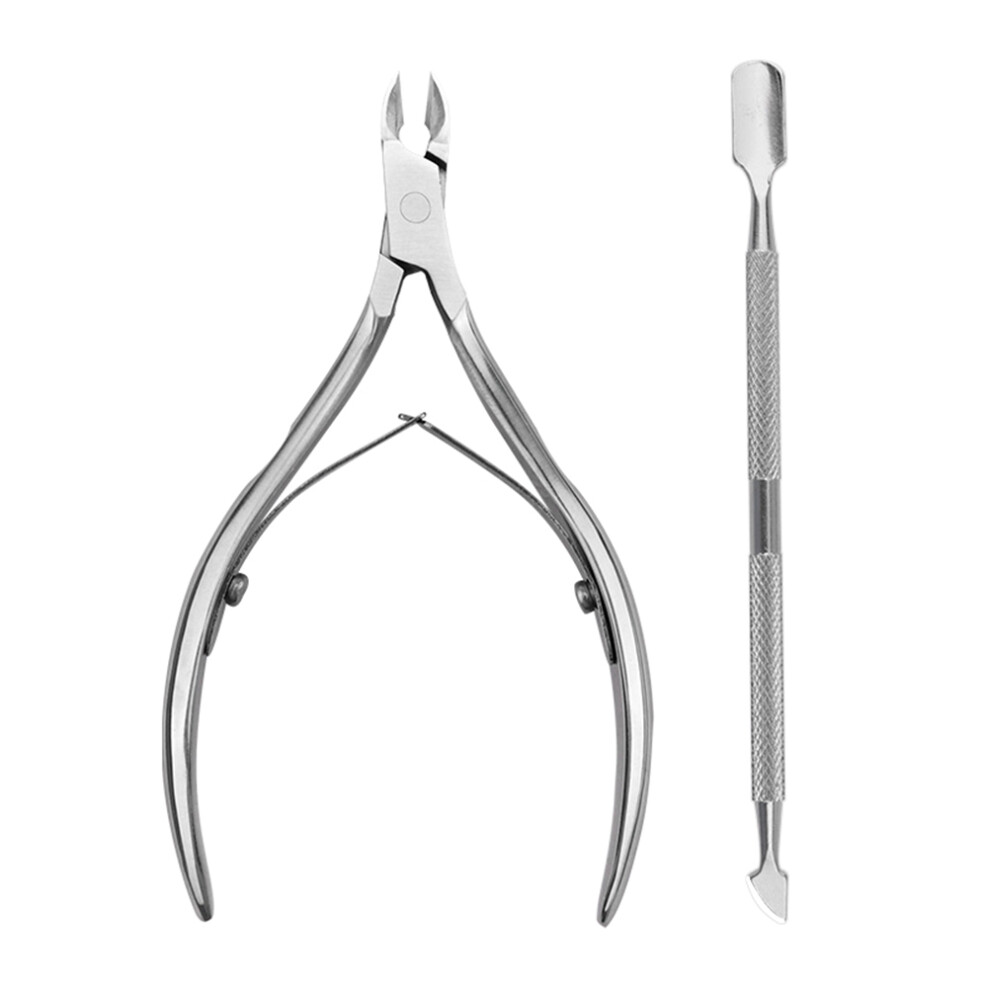 Salon-Quality Manicure Tools, Stainless Steel Cuticle Trimmer With Cuticle Pusher, Effective Jaw Design For Precise Cutting, Ergonomic Non-Slip
