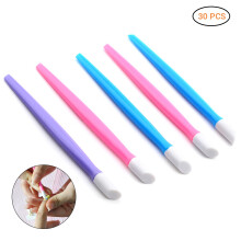 Brightly Colored Nail Art Tool Kit, Plastic Handle And Rubber Tipped Cuticle Pusher For Professional Use, Indented Grip For Enhanced Control (30