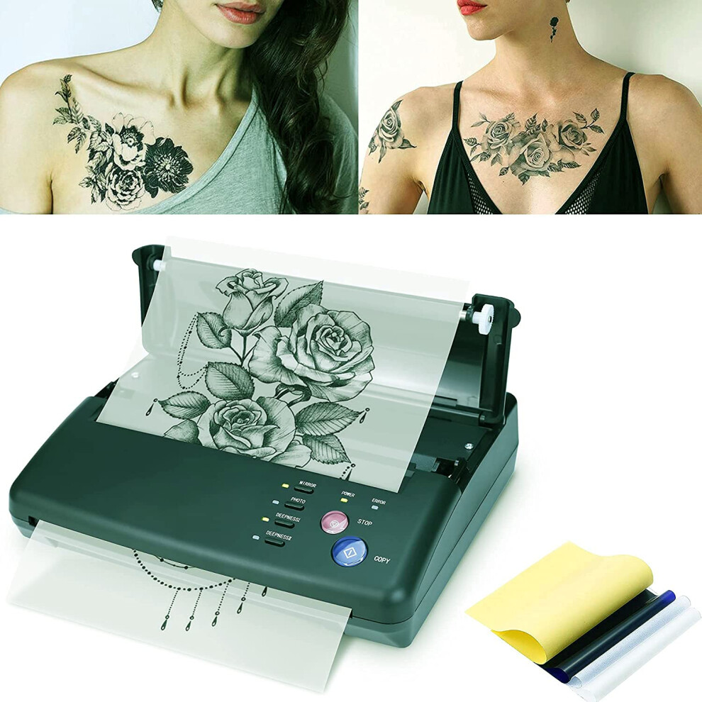 Dark/Green Thermal Tattoo Stencil Printer With Fast Transfer, Consistent Lines, 20 Sheets,