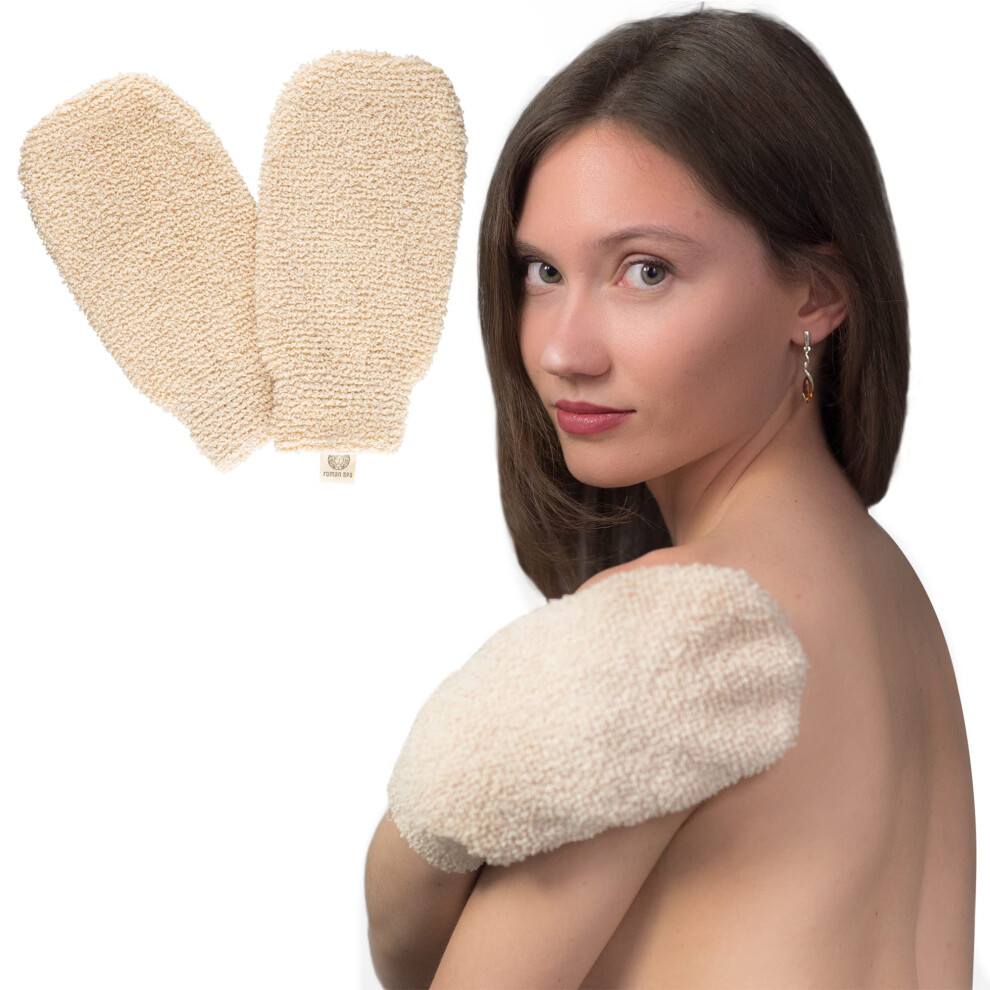 Exfoliating Gloves Hemp Bath Mitts for Shower Dead Skin Removal Gentle Hypoallergenic Reusable