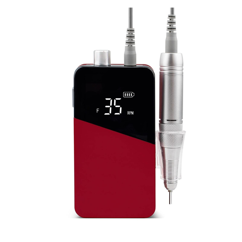 White Electric Nail Drill 35000 Rpm Rechargeable Low Noise For Manicure Pedicure With Drill Bit Set