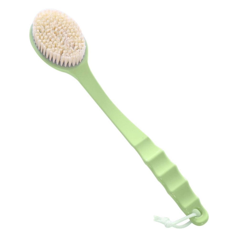 Green Long Handle Bath Brush With Soft Bristles, Shower Back Scrubber With Ergonomic Grip