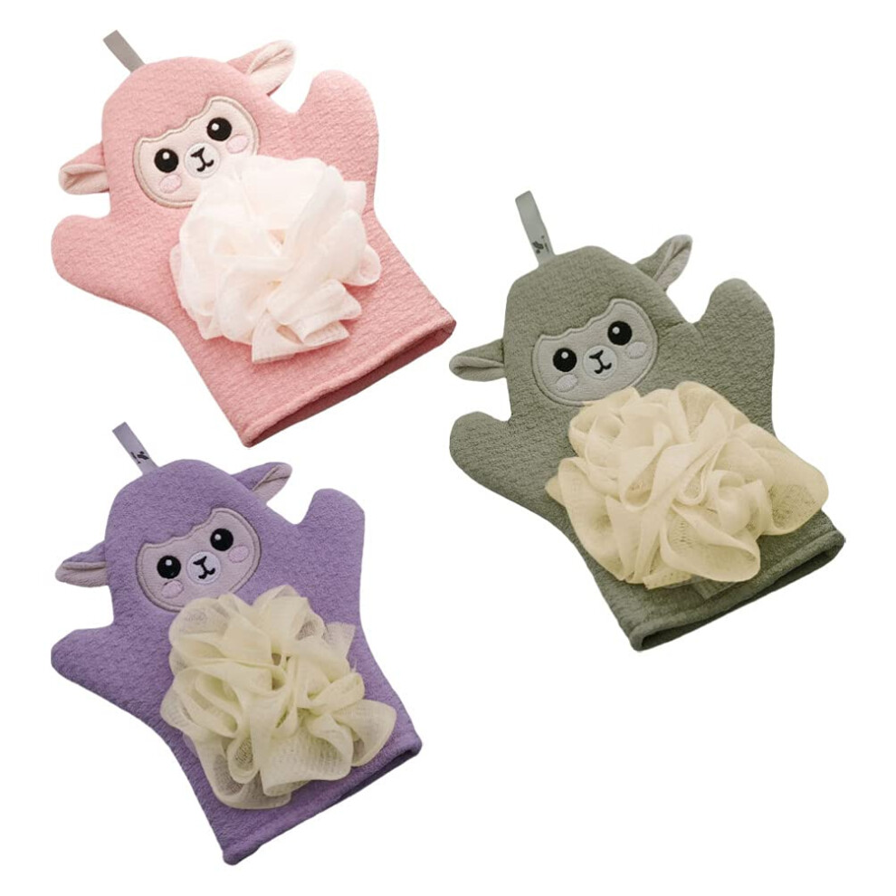 Baby Bath Towel Set with Cotton Bath Mittens and Newborn Sponge Gloves, Soft Comfortable Texture