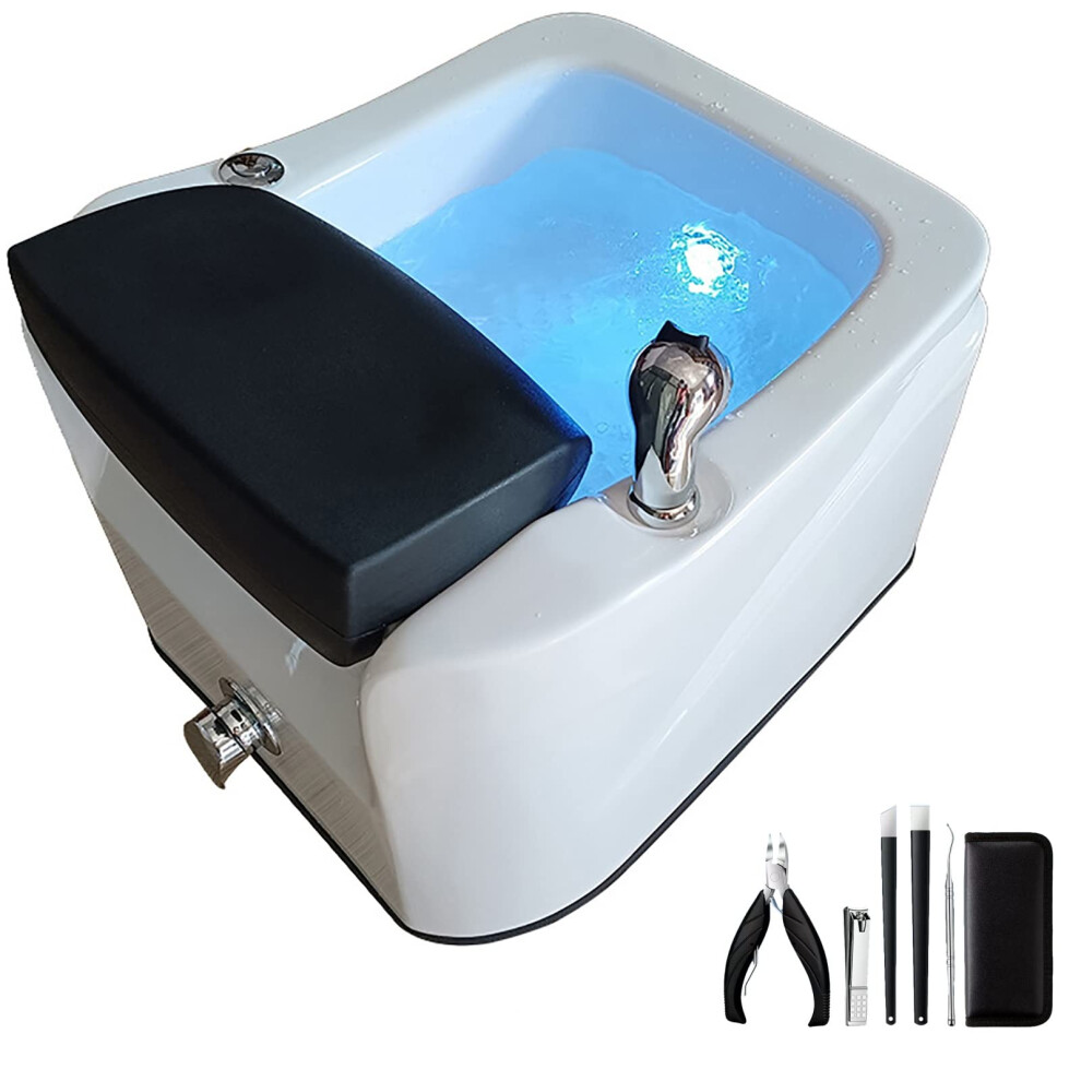 Acrylic Pedicure Foot Spa Bath with Bubble Jets, Acupressure Massage, Adjustable Shower, Foot Rest