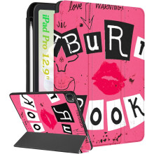 Capa para iPad Pro 12.9 compatível com meninas, fofa, feminina, estilo folio, com porta-lápis, design de lábios, divertida, para adolescentes e