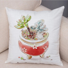 Taies d'oreiller en coton et lin, motif plante, housse de coussin pour chambre, salon, voiture, canapé, décoration aquarelle juteuse