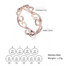 RSAMD Vintage Filigran Blomsterring Kvinder Rustfrit Stål Romantiske Ringe Smykker Gave-10-Roseguld