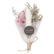 Nikou Kleiner Strauß aus natürlichen Trockenblumen, für Hochzeitsdekoration, Valentinstagsgeschenk, Geburtstagsgeschenk (Rosa Tausend Kaninchen)