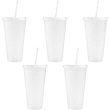 Wielorazowe kubki plastikowe, 5 szt., kolorowe akrylowe kubki o pojemności 710 ml z pokrywkami i słomkami, kubki na mrożoną wodę w hurtowych