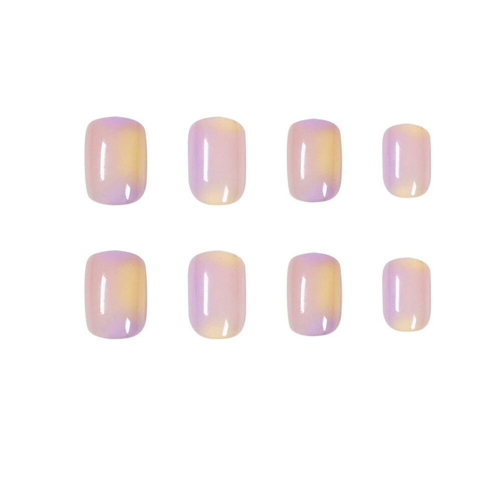 Short Squoval Press On Nails with Glue, 24pcs Artificial Acrylic Fake Nails for Quick Salon Manicure
