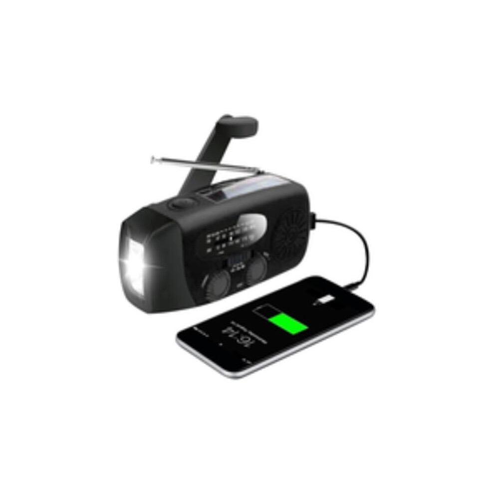 Ve Crank Radio With Solar Cells / Flashlight - 2000Mah Powerbank - Black 9164030485754