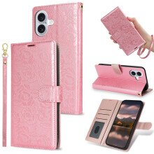 Etui na telefon FashionRose Blossoms z klapką i kieszenią na karty, odporne na wstrząsy, kompatybilne z iPhone'em 16 16Pro 16Plus 16Pro Max