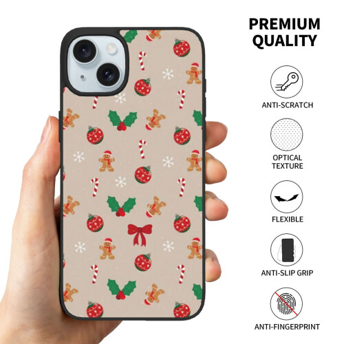 Feliz Natal! Capa para celular compatível com iPhone 15, capa protetora à prova de choque com PC + TPU para câmera dupla, compatível com iPhone 2
