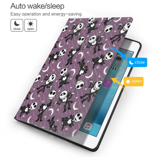 Capa inspirada em O Estranho Mundo de Jack, compatível com iPad de 9ª, 8ª, 7ª e 10,2 polegadas, com suporte e porta-lápis. 2
