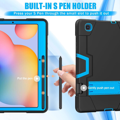 Capa compatível com Samsung Galaxy Tab S6 Lite 10.4 polegadas (2024/2022/2020), resistente a impactos, feita de policarbonato rígido e silicone 2