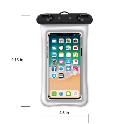 Capa universal para celular IPX8, à prova d'água, ideal para praia e uso subaquático, com cordão para todos os celulares de até 7,2 polegadas. 2