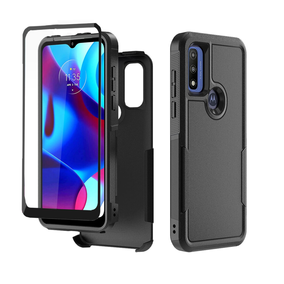 Xhy Moto G Power 2022 Case With Screen Protector, Military Grade Full Body Protection, Shock Resistant Tpu For Motorola Moto G Power 2022 - Black 9164030486249