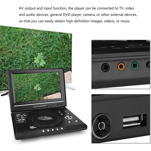 Leitor de DVD Eccomum, tela LCD de 9,8 polegadas, para casa, carro, TV, VCD, CD, MP3 e com função de jogo. 2