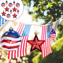 Lucky12 stk. Uavhengighetsdagspynt, femkantet stjernekulepynt kompatibel med 4. juli, hengende ornamenter til minnedagen, patriotiske