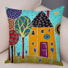 Federe in cotone e lino per arredamento casa, camera da letto, stile retrò country, colore urbano, copricuscino per divano, auto, cartone animato,