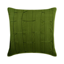 Housse de coussin en suédine verte 45 x 45 cm, fermeture éclair, plis piqués et texture, couleur unie - Compatible avec un coussin de 45 x 45 cm