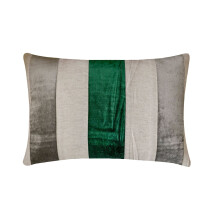 Fodera per cuscino lombare HomeCentric Green 30x55 cm, patchwork in velluto e lino, motivo a righe, stile moderno - Swathe Emerald