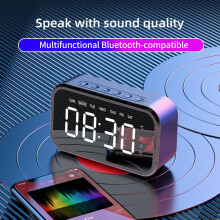 Sveglia SUSUchens multifunzione con schermo a specchio LED ad alta fedeltà, compatibile con Bluetooth, altoparlante stereo 5.0, ideale per la camera
