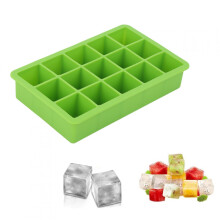 Eddwiin15Grids silikon isbrett fleksibel isbitform form maker for kjøkken DIY-verktøy (grønn)