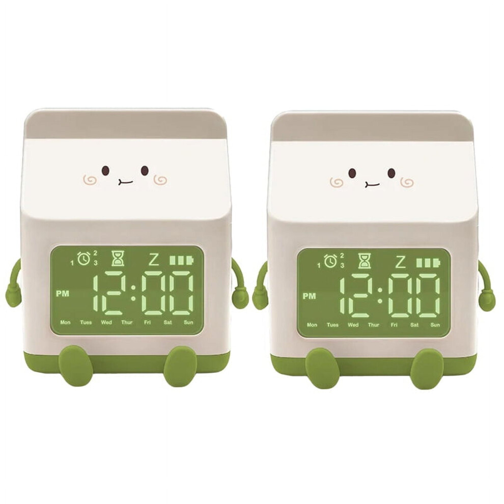 Milk Carton Electronic Alarm Clock Student Mini Countdown Cute Small Alarm Clock Bedroom Clock Green