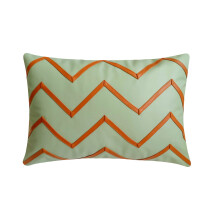 Set di 2 federe per cuscini lombari HomeCentric verde menta 30x50 cm, in similpelle, con motivo geometrico e stile moderno - Rosalind