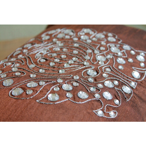 Capa de almofada decorativa estilo europeu, 30x60cm (12x24 polegadas), laranja, em seda, retangular, feita à mão - Crystal Evening 1