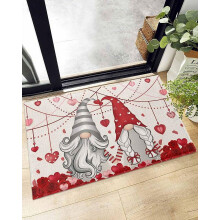 Tapete de Banho Felpudo 40x60cm, Coração Vermelho com Estrela Brilhante para o Dia dos Namorados, Tapete Macio e Antiderrapante, Tapetes Amorosos