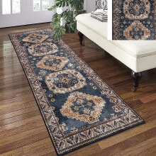 Haperlare 2x6 ft Ink Blue Hallway Runner Rug, Machine Washable Kitchen Mat, Compatible with Vintage Persian Area Rugs for Bedroom, Living Room