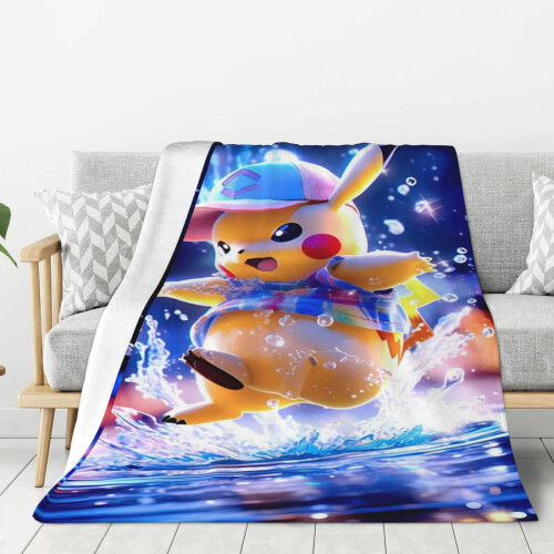 Blaincéad Lomra Pikachu - Blaincéad Caithimh Thar a Bhog, Gnéithe Leapa do Pháistí - Thar a Bhog 80"X60"