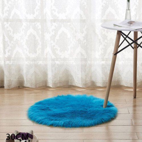 Tapete redondo de pele sintética de 30 cm (11,8 polegadas), macio e antiderrapante, ideal para quarto infantil, quarto de dormir, sala de estar e