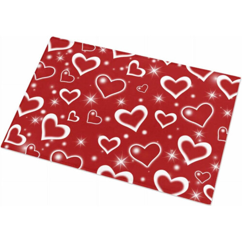 Χαλί μπάνιου Fluffy16x24in, Κόκκινη καρδιά με λαμπερό αστέρι για την ημέρα του Αγίου 2
