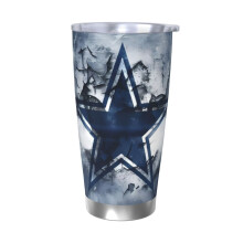 Thermos in acciaio inox da 20 oz con coperchio e cannuccia a tema Cowboys Football Team - Compatibile con i portabicchieri per auto, per bevande
