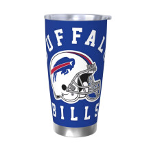 Tazza termica in acciaio inox 304 a tema Bills Football Team, 590 ml con coperchio e cannuccia, compatibile con portabicchieri per auto, per bevande