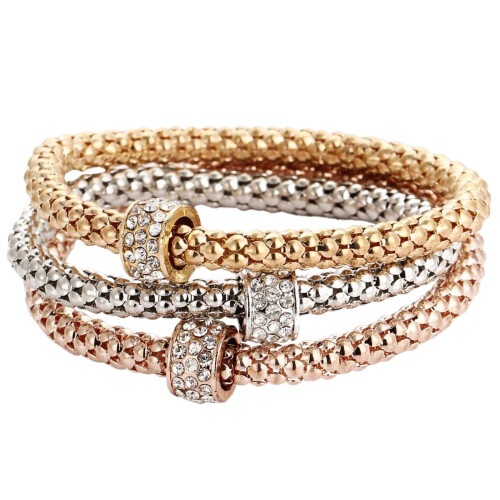 Conjunto de pulseiras Designice YUEHAO com pingente de rosa e strass para mulheres.