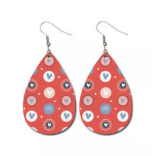 RSAMD Plaid Love Arrow Heart Teardrop Faxu Leather Valentines Day Earrings for Girls-#2