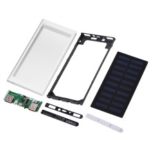 Solcelledrevet powerbank-etui - 10000mAh dobbel USB bærbar hurtiglading solcelledrevet mobil powerbank metalletui gjør-det-selv-sett (sølvfarget)