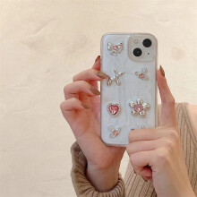 Niedliche Handyhülle mit Schleife und Blumenmuster aus Epoxidharz, kompatibel mit iPhone 15, 14, 13, 12 Pro Max, 15, 14 Plus und 11. Stoßfeste