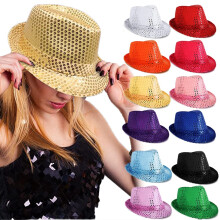 Fedora hoed met pailletten, glinsterende danshoed, schitterende paillettenhoed voor mannen en vrouwen