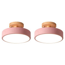 2x Plafondlampen Moderne LED Scandinavische Houten Verlichting Armatuur Binnenverlichting Keuken Woonkamer Slaapkamer Badkamer Roze