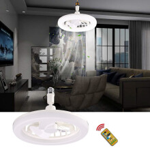 Ozmmyan E27 plafondventilator met verlichting, ingesloten lage ventilatorlamp, plafondlamp met ventilator, verborgen elektrische ventilator, Delier